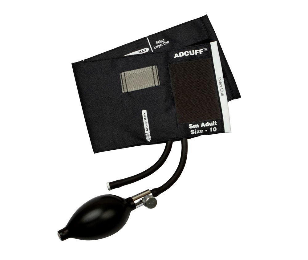 Inflation System Black Reusable Blood Pressure Cuff and Bulb Adcuff™ 19 to 27 cm Arm Nylon Small Adult Cuff by American Diagnostic Corporation  ID 865-10SABK